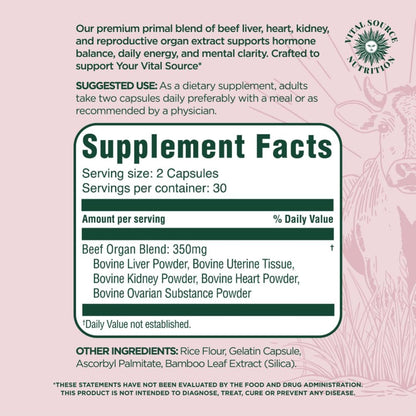 PRIMAL HEALTH Female Organ Protection Capsules 60 Count